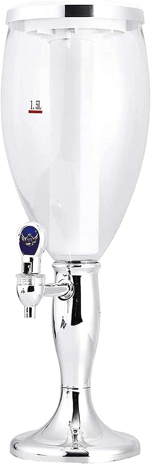 MDybf Dispensador de Cerveza Beer Tower Dispensador de Bebidas, Equipado con Luces Luminosas de Colores LED y Tubos de Hielo, dispensador de Bebidas (Color : Gold, Size : 1.5L)