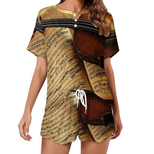 Pyjama musique de guitare pour femme : vos soirées d'été en douceur