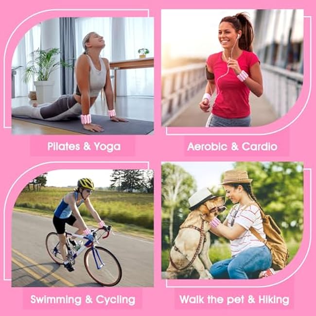 Wrist Weights, 2Pack Wearable Wrist Ankle Weights for Women & Men, Adjustable Arm and Leg Weights, Silicone Weighted Bangles for Walking Yoga Pilates Running Dance Gym 2lb