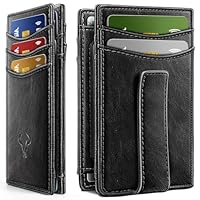BULLIANT Magnetic Closure Slim Wallet-Genuine Leather Front Pocket Wallet for Men,RFID Blocking,Holds 12 Cards and Money Clip