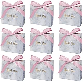 24Pcs Thank You Gift Bags with Bow Ribbon Small Paper Gift Bags Favour Bags for Wedding Party Birthday Party Baby Shower, Pink