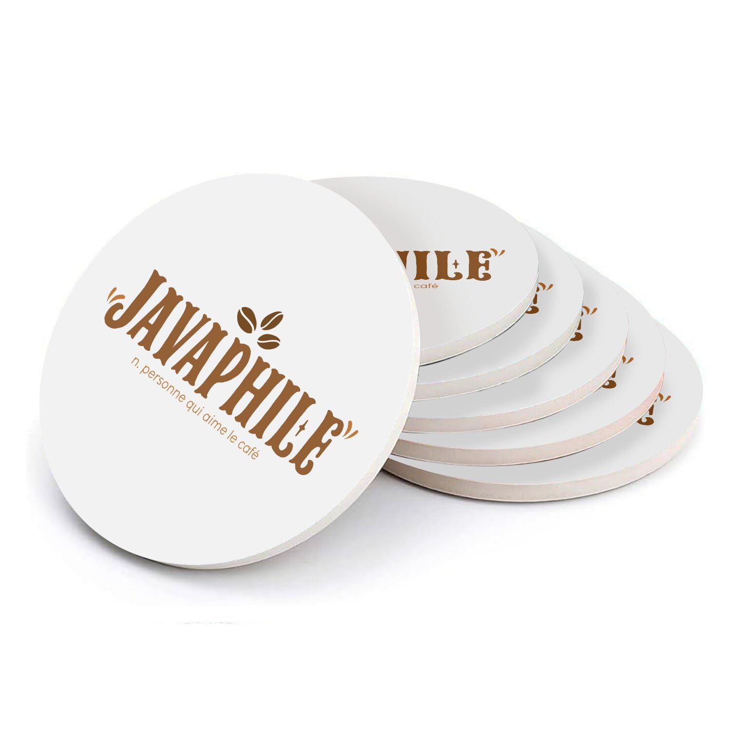 Sous verre ronds en céramique Javaphile Café bohémien lot de 6 pièces de 108 mm
