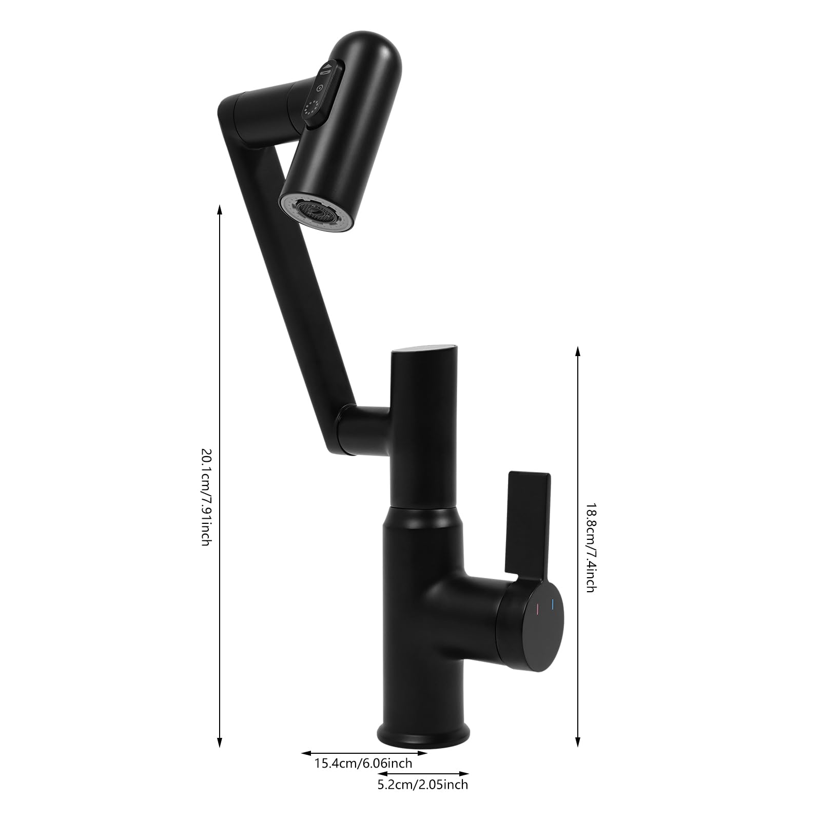 Grifo giratorio de cocina con indicador de temperatura LED, 3 modos de salida de agua, grifo de latón multifuncional para apartamentos, baños, cocina (negro)