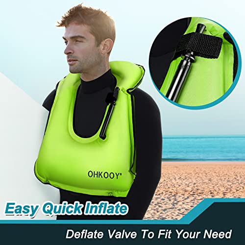 Inflatable Snorkel Vest For Adults, Travel Size Snorkeling Buoyancy Adjustment Gear Swimming Vest Jacket For Snorkel & Water Sport-Green #TOP3