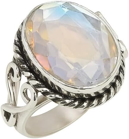 925 Sterling Silver Gemstone Ring for Women | Birthstone Jewelry | Oval Cut Bold Statement Ring | Party Wear, Birthday, Anniversary Jewelry Gift for Women