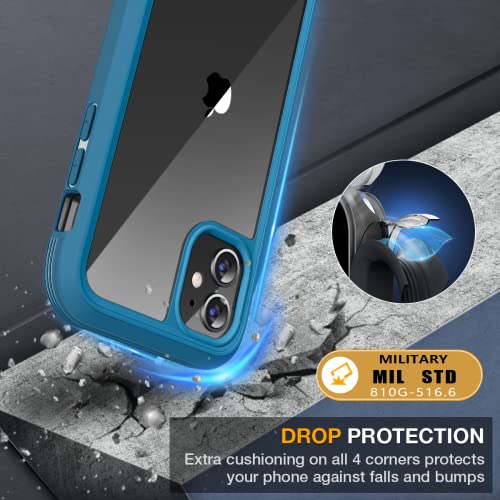 Image of Miracase Glass Series for iPhone 11 Case 6.1 inch, Upgraded Full-Body Rugged Phone Bumper Case Cover with Built-in 9H Tempered Glass Screen Protector and Camera Protector, Light Blue