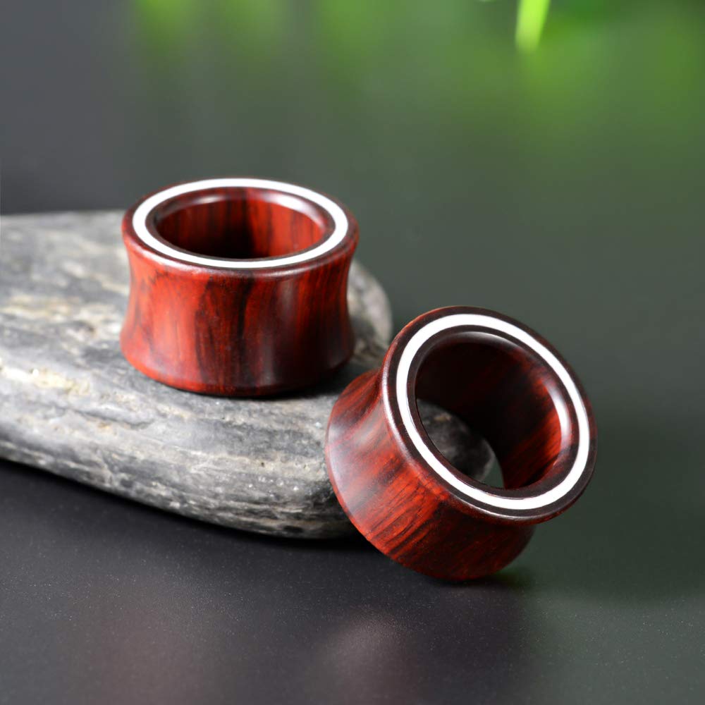 COOEAR 2 Paar Holzohrmessgeräte Ösenohr-Tunnel Elegante Stecker Muschel Kreis Stil Ohrringe Bahre.