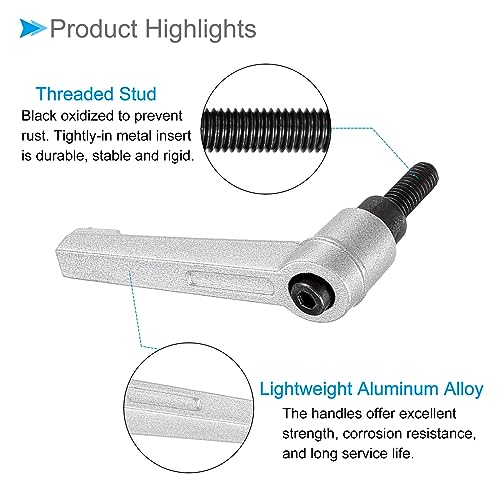 Image of Clamping Lever Handles, M6 x 16mm Male Thread, Adjustable Quick Release Locking Rotating Bolt Knobs Silver Tone - (Applications: for Lathe Machinery), 5-Pieces