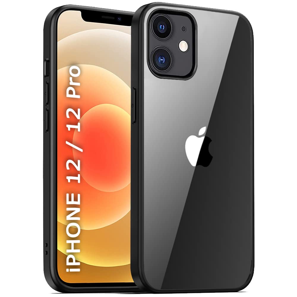 TheGiftKart Ultra-Hybrid Crystal Clear Back Case Cover for iPhone 12/12 PRO | Slim Fit Shockproof Design | Transparent Back Cover Case for iPhone 12/12 Pro (PC, TPU | Black Bumper) (B0BG61LYTR) Amazon Price History, Amazon Price Tracker