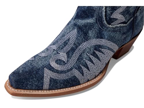 Image of Dan Post Boots Womens Denim Darlin Snip Toe Zippered Casual Boots Mid Calf Low Heel 1-2 inch - Blue