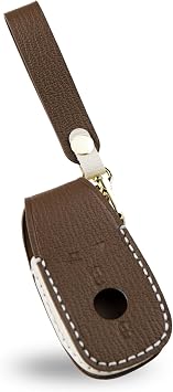 OLLEN NO-Screws Premium Leather Key Fob Cover, Fit for Mercedes-Benz A C E S CLA CLS GLA GLB GLC GLS Class AMG G63 2017-2025, Car Key Case, Brown