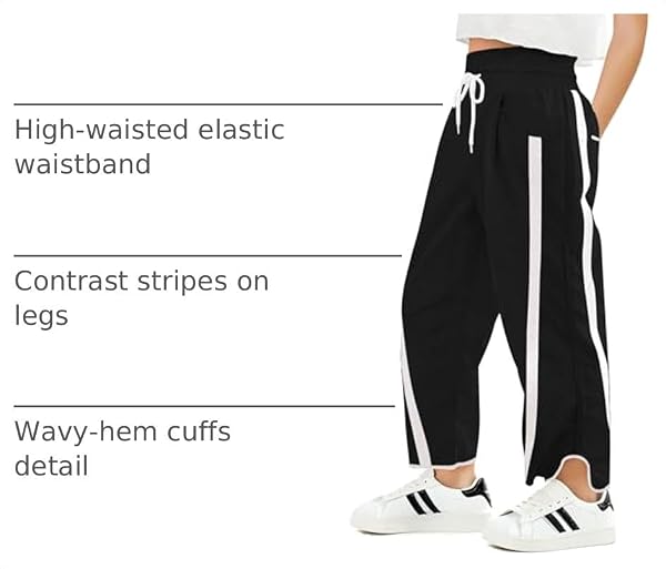 Haloumoning Girls Baggy Track Pants Striped Kids Hip Hop Pants Dance Outfit by Haloumoning - Used condition - US$17.07