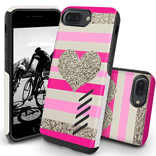 Orzly iPhone 8 Plus Case, Grip-Pro Case for iPhone 7 Plus/iPhone 8 Plus - Durable & Light-Weight Twin Layer Protective iPhone 8 Plus Case - Graphite Heart