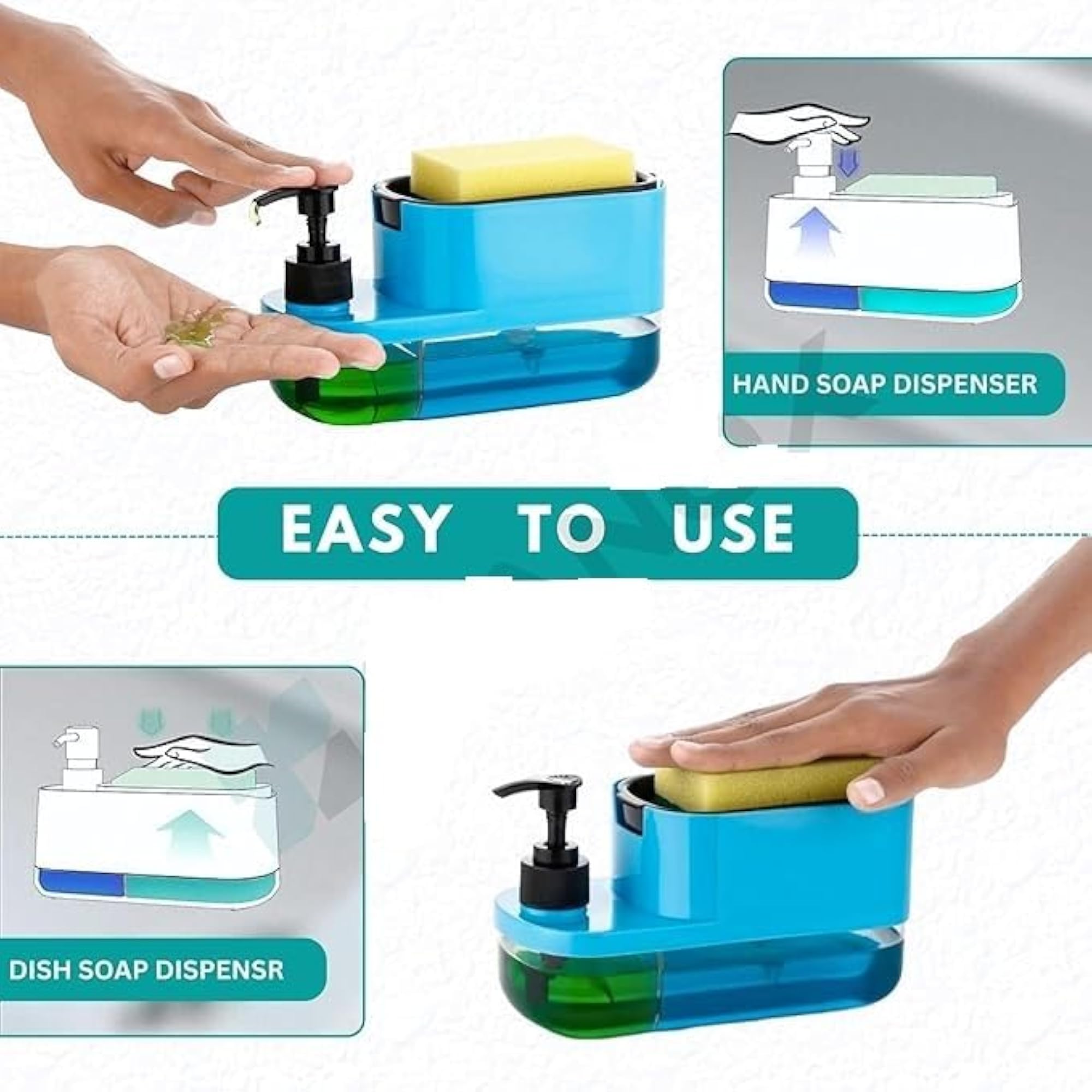 Soap Dispenser and Sponge Holder 2 in 1, Home & Kitchen