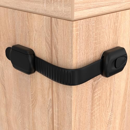 Hoffenbach 10x Cupboard Locks for Children – Child Locks for Kitchen Cupboards – Childproof Cabinet, Drawer & Door Safety Lock Set – Baby Safety Cupboard Locks – Black