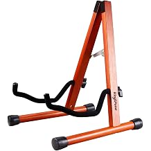 KingPoint Wood Guitar Stand, Guitar Floor Stand, Acoustic Electric Wooden A Frame Folding Guitar Holder Adjustable for Bass, Cello, Mandolin, Banjo, UkuleleMahogany