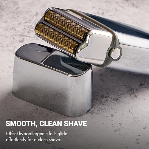 Image of BaBylissPRO METALFX Double Foil Shaver, Handheld Electric Razor for Travel, Portable Cordless Close Face Shaver for Head, Beard, & Neck