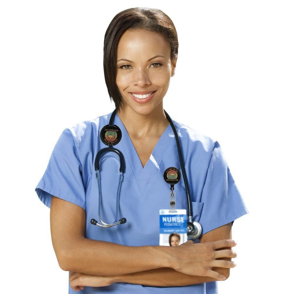 ROFLYER Stethoscope ID Tag Stethoscope Label Charm, Name tag, Medic, Nurse, Doctor, Vet, EMT Come with 1 Retaractable Badge Reel (I'm Fine)