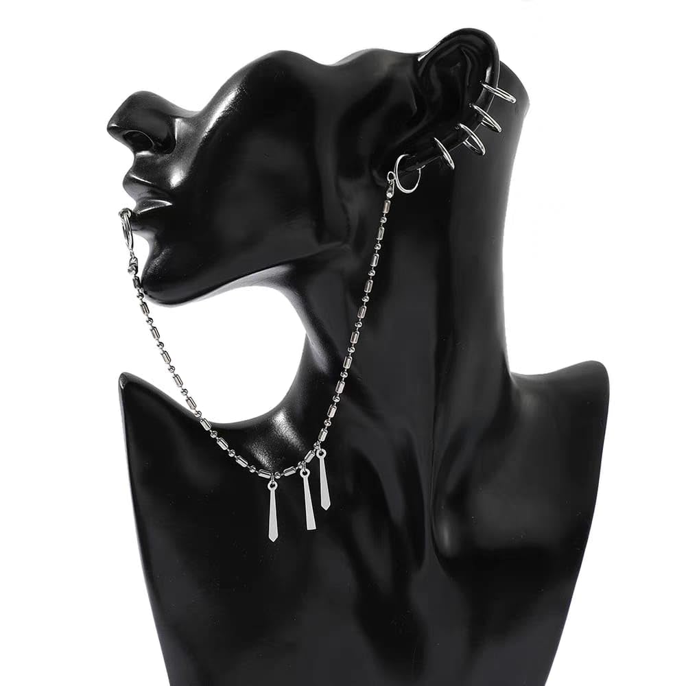 Miyamura Juego de cadena para oreja y labio 12 piercings decorativos falsos sin níquel