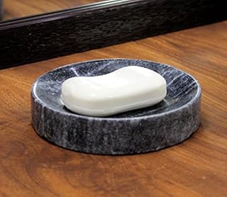 KLEO Natural Marble Stone Soap Dish Soap Holder Bath Accessories For Bathroom, Tub or Wash Basin Accessory (Black)