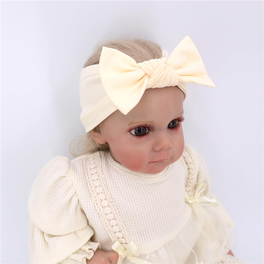 Jomila Bundle of Bonnet and Headband for Baby Newborn Silk Satin Lined Beanie Toddler Infant Girls Adjustable Hat 0-6 Months