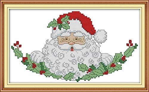 CaptainCrafts New Stamped Cross Stitch Kits Preprinted Pattern Counted Embroidery Starter Kits for Beginner Kids and Adults - Santa Claus 11 - DIY Artwork Needlecrafts (Stamped 11CT)