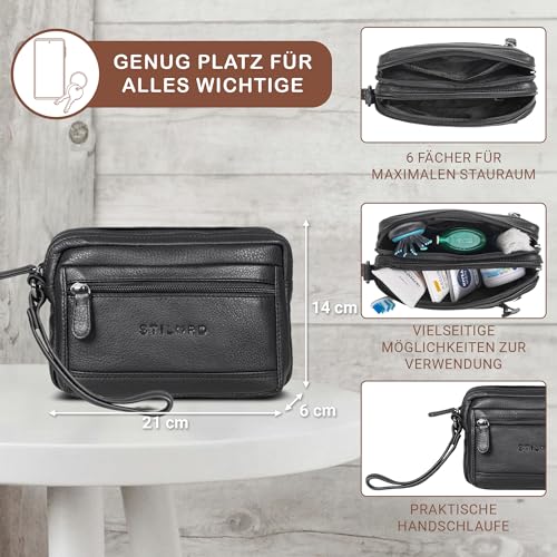 STILORD Herren-Handgelenktasche aus Echtleder schwarz - Vintage Männer-Handtasche - Retro Ledertasche - Leder-Herren-Organizer 'Pax'