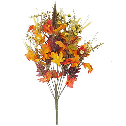 Admired By Nature Abn3B003-Gdor-Mix- Artificial Autumn Flowers/Maple Leaves/Berries Fall Festive Harvest Display, 25", Gold/Orange Mix #TOP2