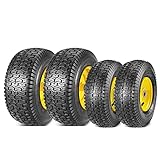 MaxAuto Set of 4 13x5.00-6 Front & 16X6.50-8 Rear Tire & Wheels 4 Ply for Lawn Riding Mowers