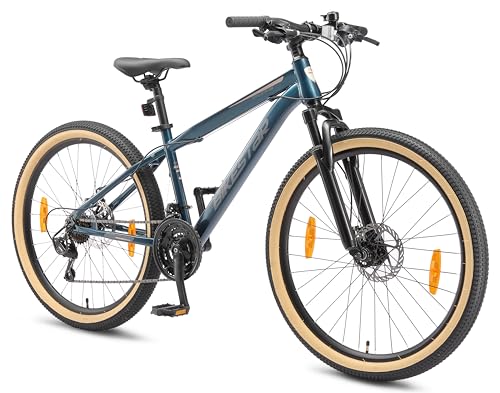 BIKESTAR Hardtail Mountainbike Shimano 21 Gang Schaltung, Scheibenbremse 26 Zoll Reifen | 15 Zoll Rahmen MTB | Blau