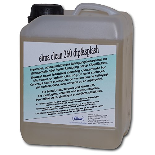 Elmasonic 800 0072 Elma Clean 260 Dip &Splash Ultrasonic Cleaner Solution Concentrate - Industrial Cleaning Fluid for Sensitive Parts, 2.5L/ 0.66 Gallons
