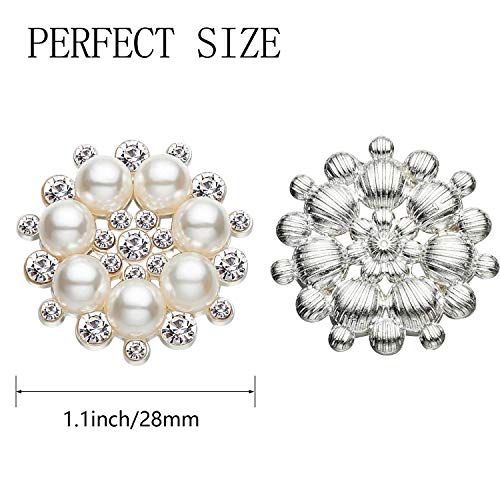 Hicarer Pearl Rhinestone Flower Buttons Embellishments Craft Rhinestone Flatback Button Round Crystal For Jewelry Making Wedding Party Home Decoration And Diy, 30 Pieces #TOP2