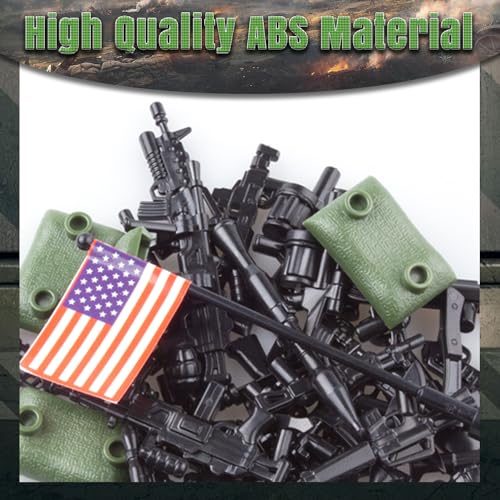 HIMIRICH Military Weapons Pack 24 Pcs U.S. Accessories Kits Toys, Army Equipment Gear WW2 Guns for Boys 6+, Compatible with Mini Figure of Major Brand - Thumbnail 4