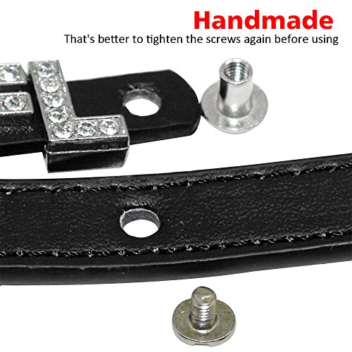 Didog Smooth Pu Leather Custom Dog Collars With Rhinestone Personalized Name Letters,Fit Small Medium Dogs,Blue,S Size #TOP3