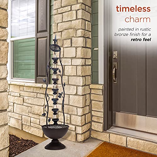 Alpine Corporation Maz256 Metal Hanging 7-Cup Tier Layered Fountain, 41 Inch Tall, Bronze #TOP20