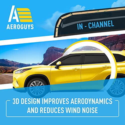 Aeroguys In-Channel Window Deflectors Extra Durable Window Visors Rain Guards Fit For Toyota Highlander 2020-2023, Sun Visors, Wind Vent Visors, Car Accessories - 4Pcs. Ag0121 #TOP4