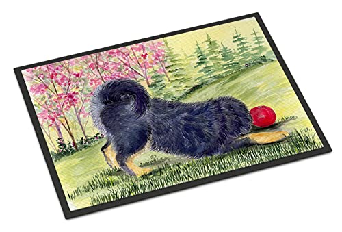 Caroline's Treasures SS8612MAT Tibetan Mastiff Doormat 18x27 Front Door Mat Indoor Outdoor Rugs for Entryway, Non Slip Washable Low Pile, 18H X 27W