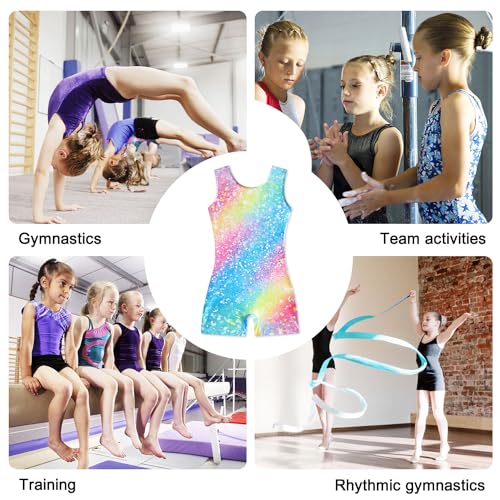 Funnycokid Gymnastics Leotards for Girls Kids Outfits Sparkly Clothes Ballet Unitard One Piece, diamond 01, 4-5T - Thumbnail 3