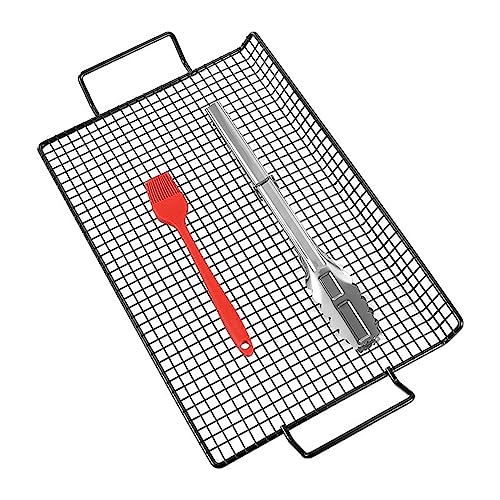 Jildouf Red para parrilla - Red para parrilla de horno de carbono para barbacoa de acero inoxidable - Cesta para barbacoa portátil para barbacoa Red para barbacoa, regalos para barbacoas Accesorios