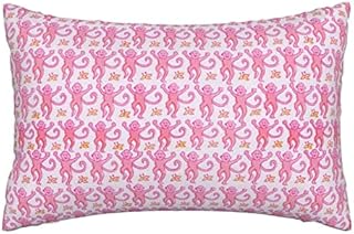 Dikopd Pink Roller Monkey Rabbit Throw Pillow Cushion Case Home Living Room Soft Pillowcase Cover for Decor Bedroom Couch 20 X 30 Inch (220501)