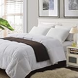 Ubauba All-Season Down Comforter 100% Combed Cotton Hypoallergenic Quilted Feather Comforter with Corner Tabs. Lightweight Goose Down Duvet Insert or Stand-Alone Comforter - Queen/Full 90x90