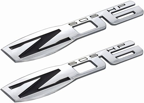 Miniatura 4 de Aimoll 3 emblemas de Chevy Corvette C6 Z06, insignias 3D de 505 CV de repuesto para Chevrolet Corvette C6 2006-2013 (negro cromado)