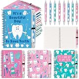 Resurhang 12 Sets Dental Assistant Gifts Bulk Dental Assistant Book and Tooth Pens Set Spiral Journal Notebook Dentist Gifts for Appreciation Week Hygienist Women