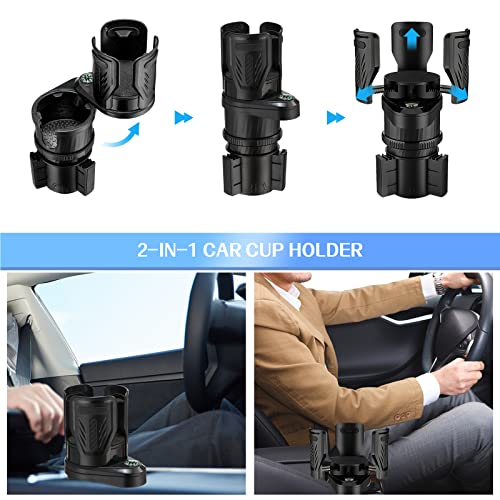Cup Holder Expander For Car, 2 In 1 Multifunctional Car Cup Holder With Compass, 360 Degree Rotating Expandable Dual Cup Holder With Adjustable Base For Snack Bottles Cups Drinks #TOP2