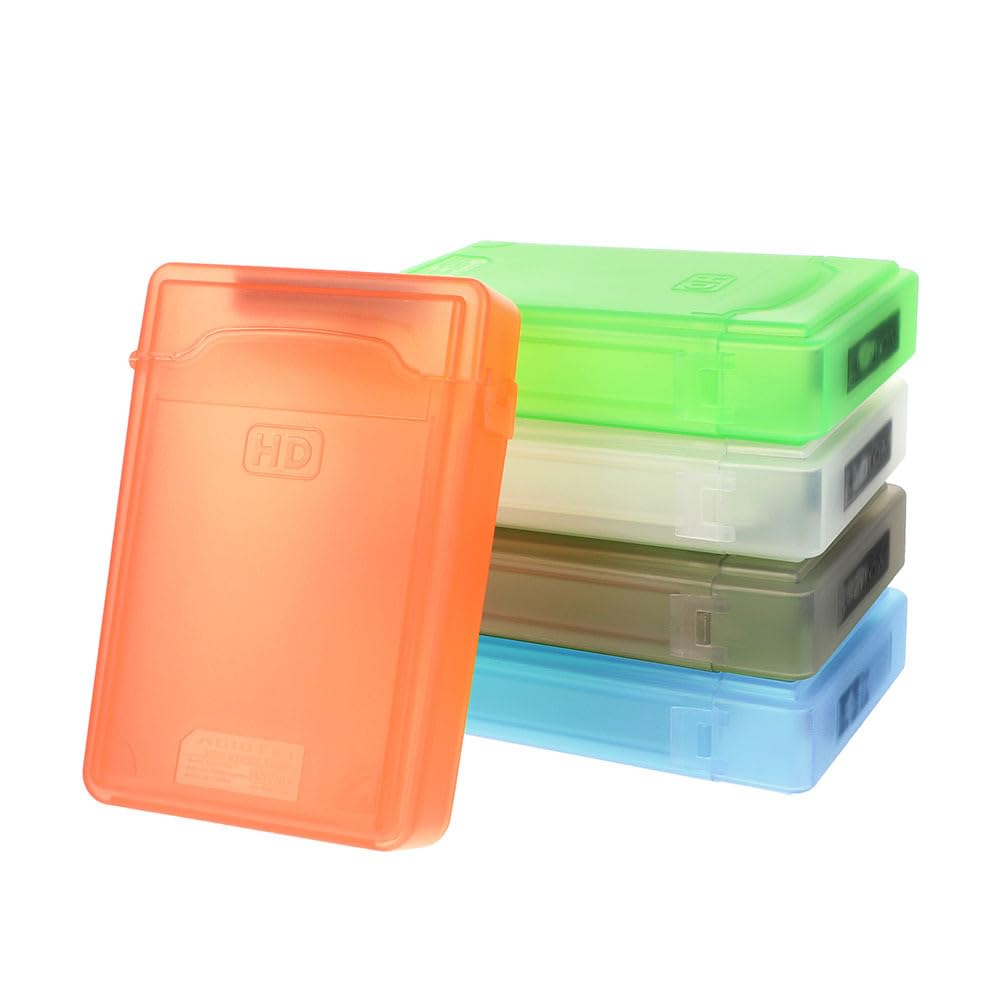 Cabilock Lot De 5 Boîtes De Protection pour Disque Dur Boîtier De Rangement Portable en Plastique Résistant Aux Chocs Et Aux Chutes Format Compact 4.33 X 2.99 X 0.71 in pour Bureau Et Maison