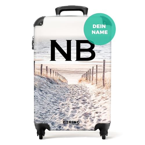 NoBoringSuitcases.com® Personalisierter Koffer 55x40x20 - Kleiner Trolley Mit Rollen - Reisekoffer Handgepäck - Sandweg in Den Dünen - Leicht - Mit Namen Initialen