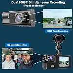1080P Dual Dash Camera for Car Front and Inside Dashcam Car Security Video Recorder,170°Wide Angle Vehicle Cam,WDR,G-Sensor,2’’ IPS Screen,Loop Recording,Night Vision (Dual Dash Cam Without Card)