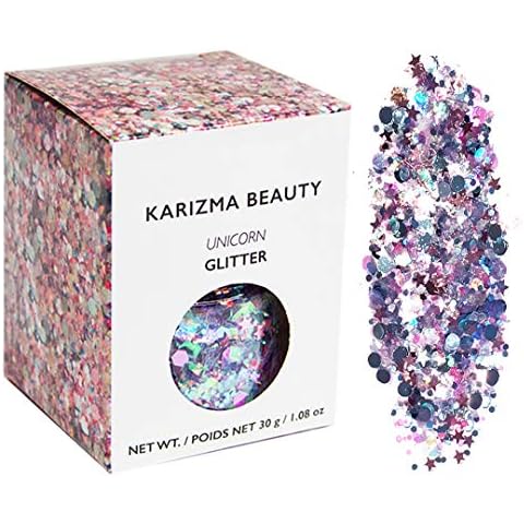 Unicorn Chunky Glitter ✮ Large 30g Jar KARIZMA BEAUTY ✮ Festival Glitter Cosmetic Face Body Hair Nails Cover