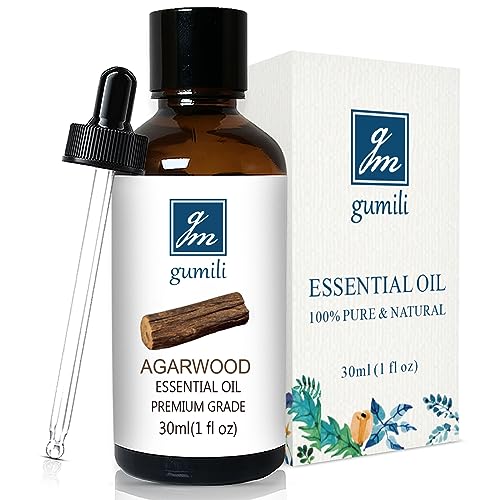 GM Gumili Agarwood Essential Oil Pure Argawood Oud Oil for Aromatherapy Meditation - 30ml/ 1 oz