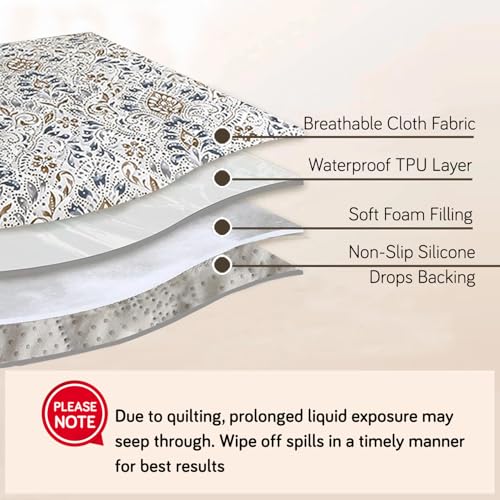 Image of HOKIPO Printed Waterproof + Anti-Slip + Quick Dry Sofa Armrest Cover with Pockets (2Pcs), Damask White (AR-5237-P9-L*2)